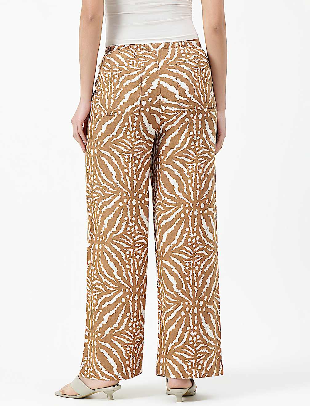 Linen Rich Abstract Relaxed Fit Pants