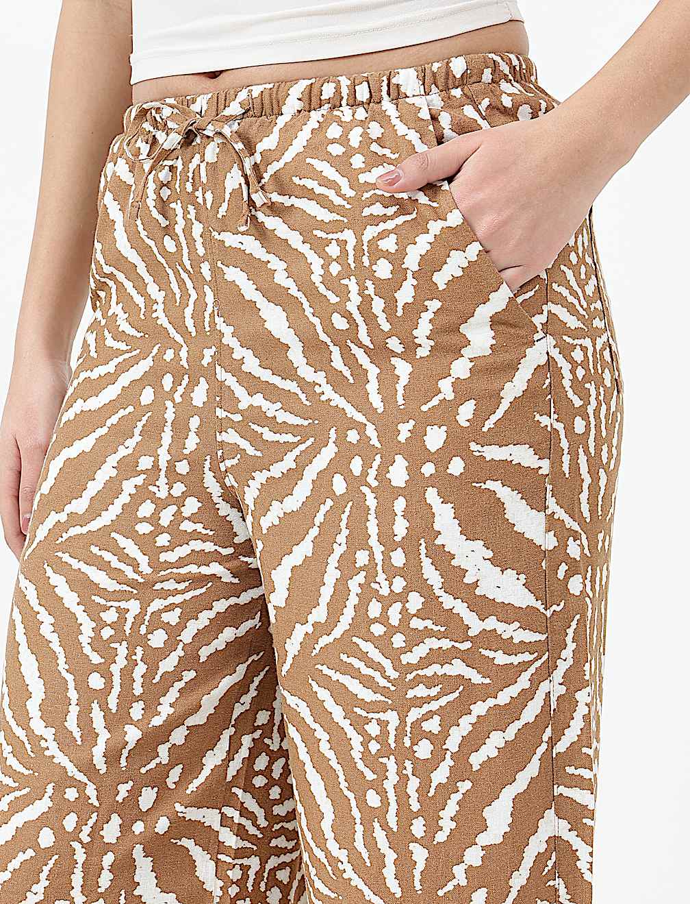 Linen Rich Abstract Relaxed Fit Pants