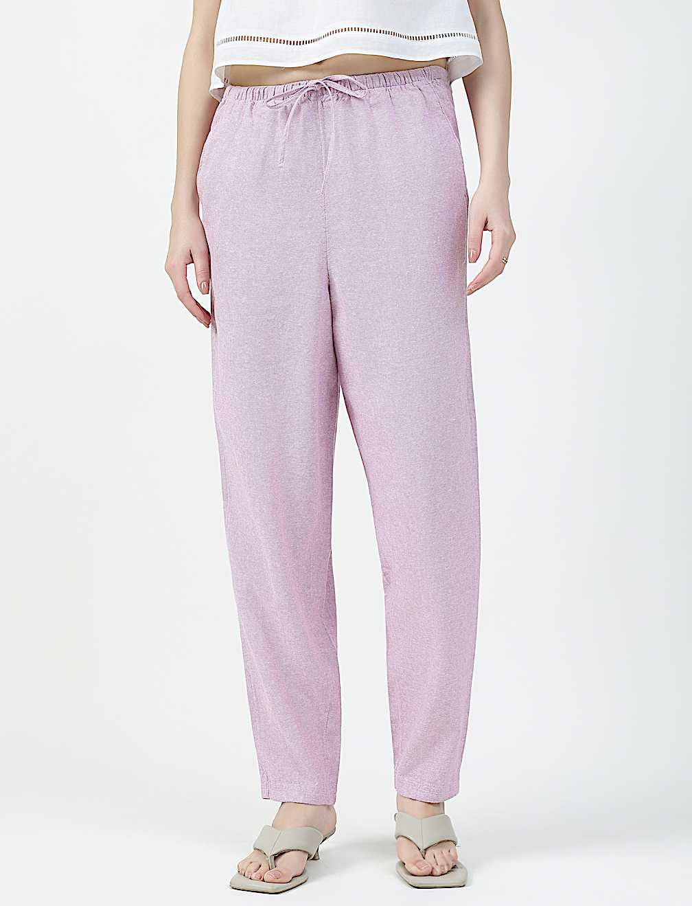 Linen Rich Tapered Trousers