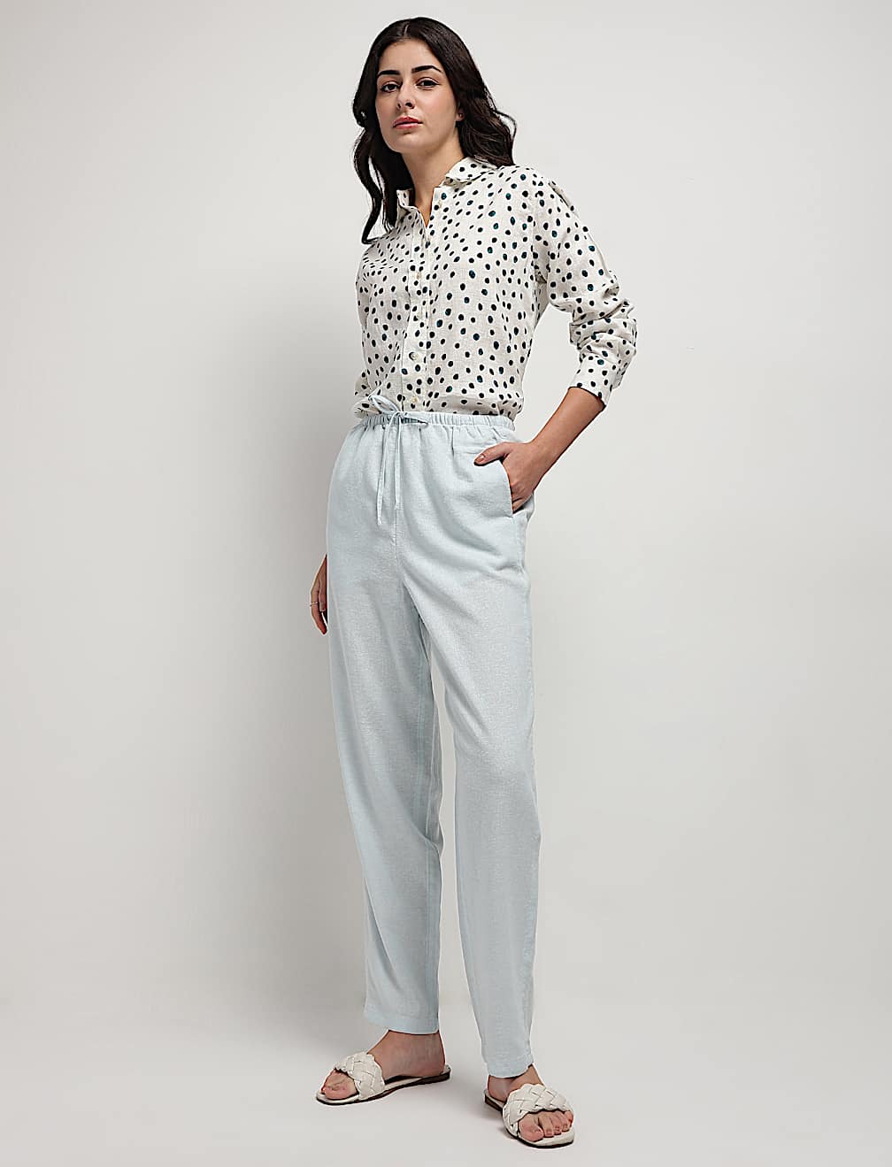 Linen Rich Tapered Trousers