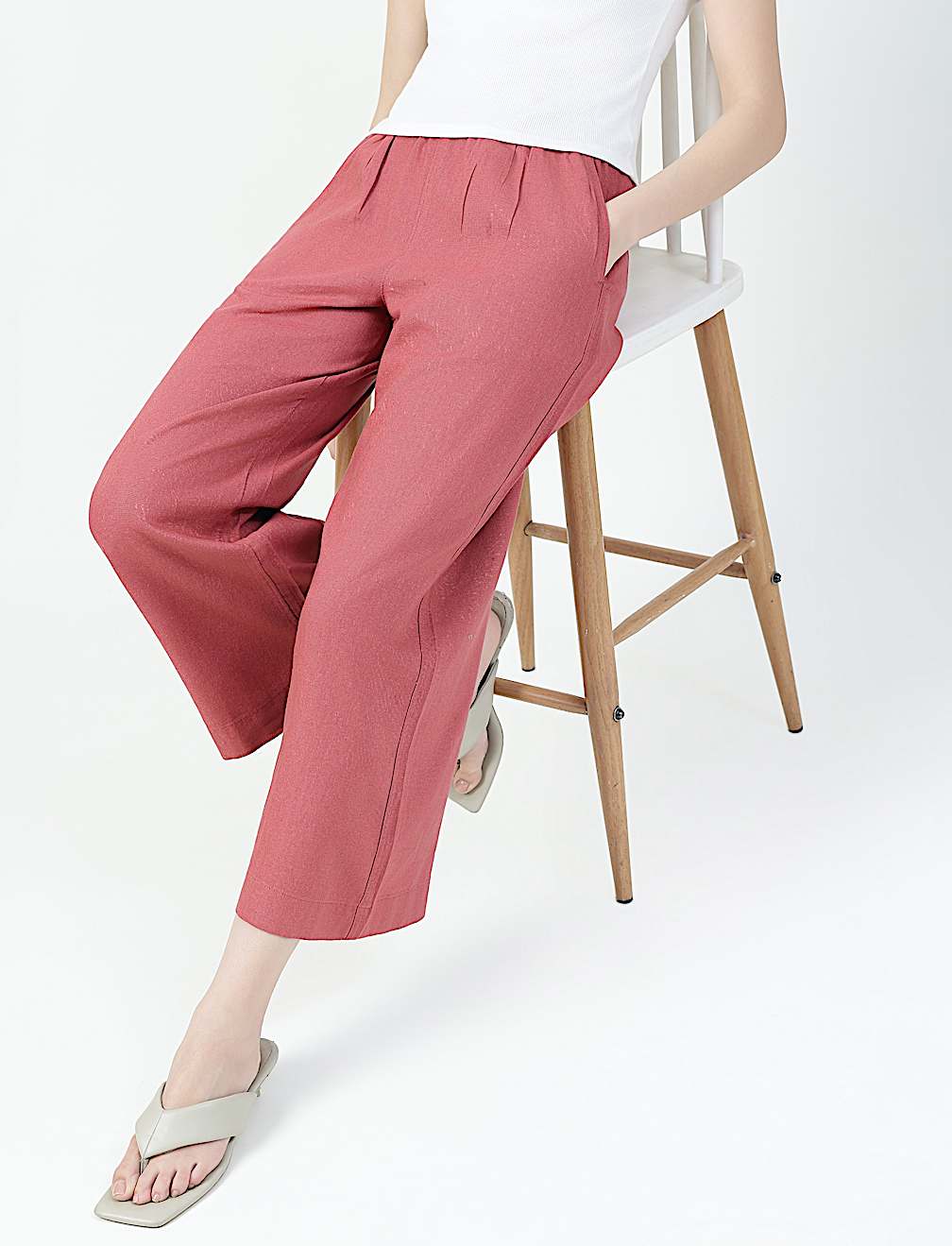 Linen Rich Plain Relaxed Fit Pants