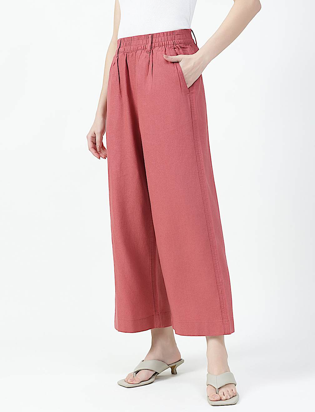 Linen Rich Plain Relaxed Fit Pants