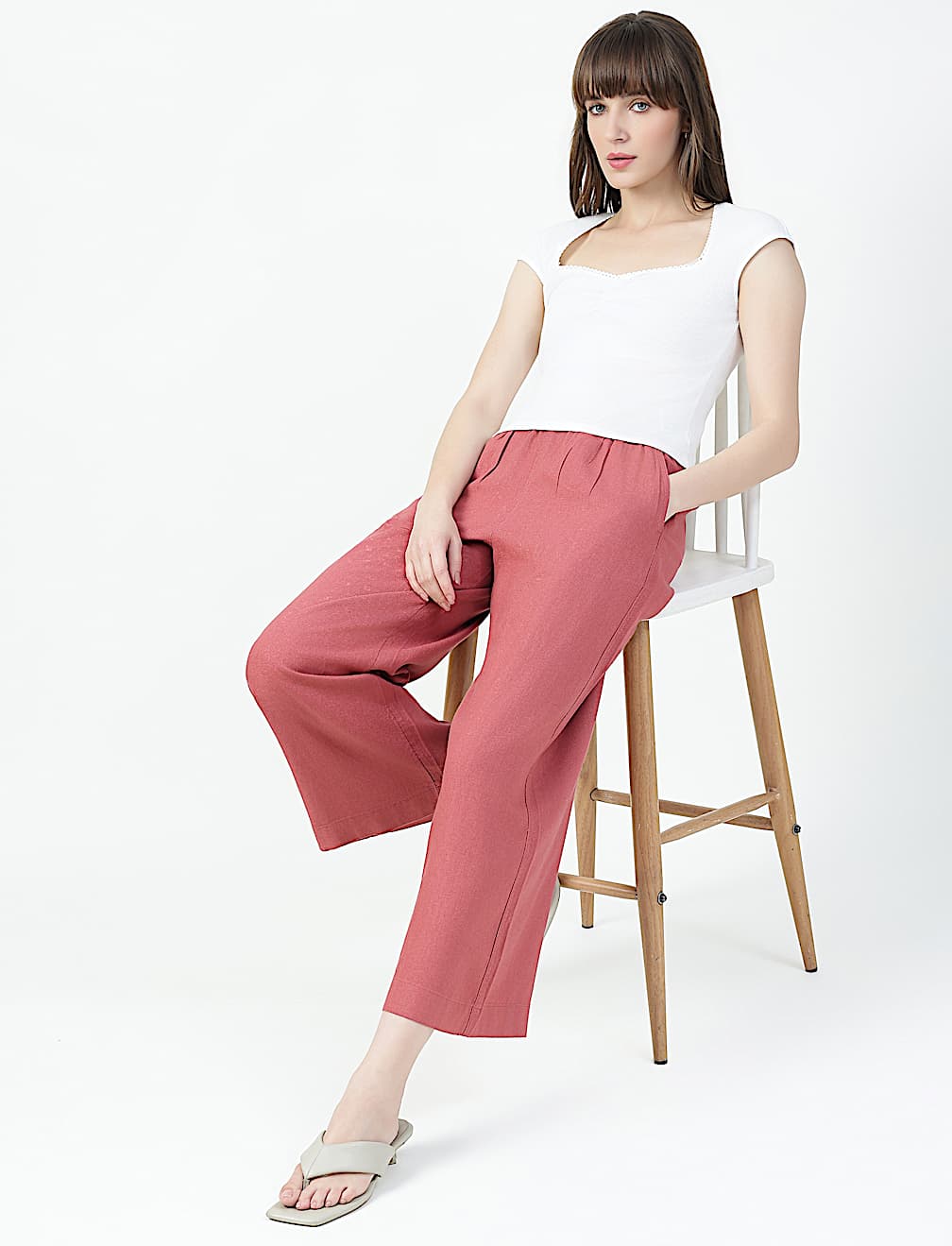Linen Rich Plain Relaxed Fit Pants