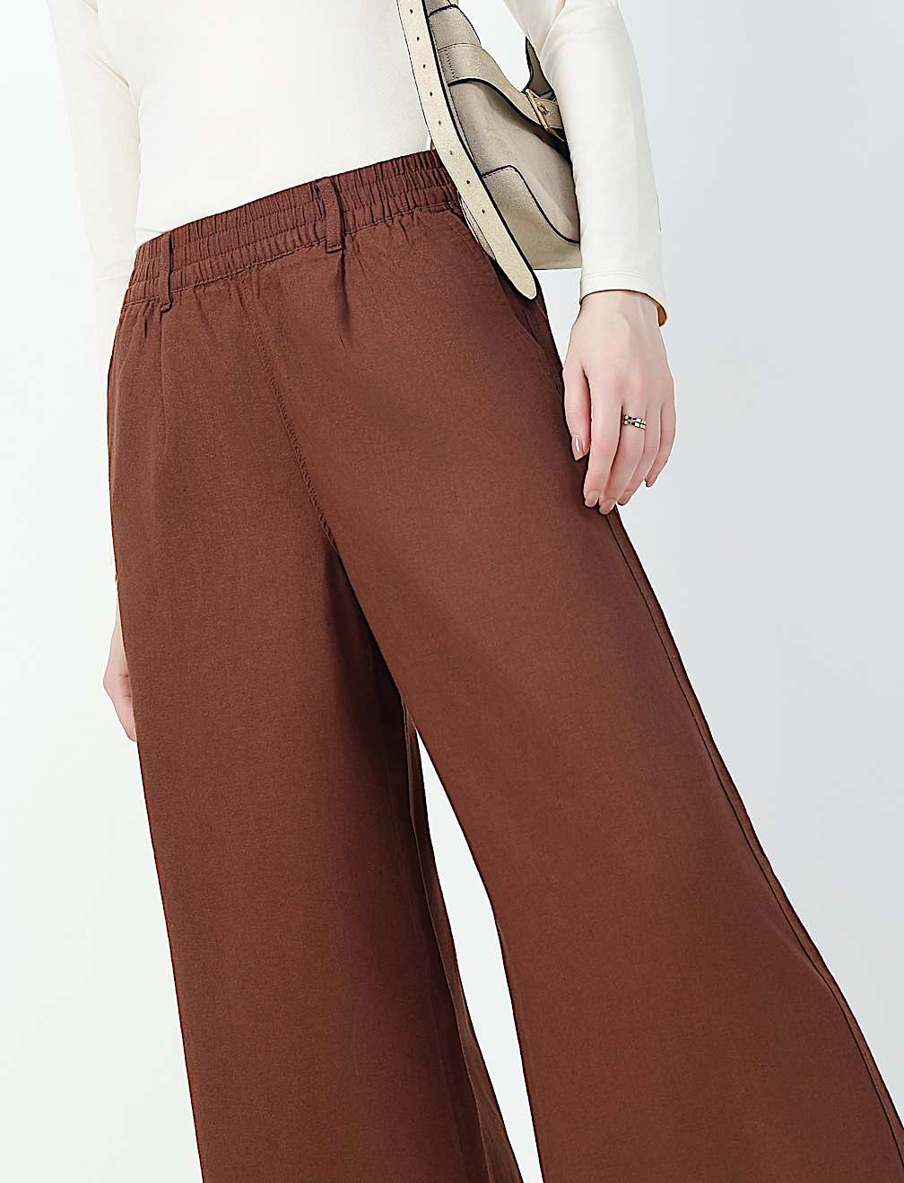 Linen Rich Plain Relaxed Fit Pants