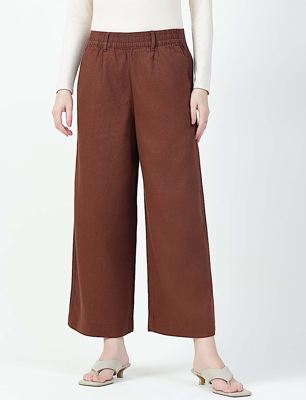 Linen Rich Plain Relaxed Fit Pants