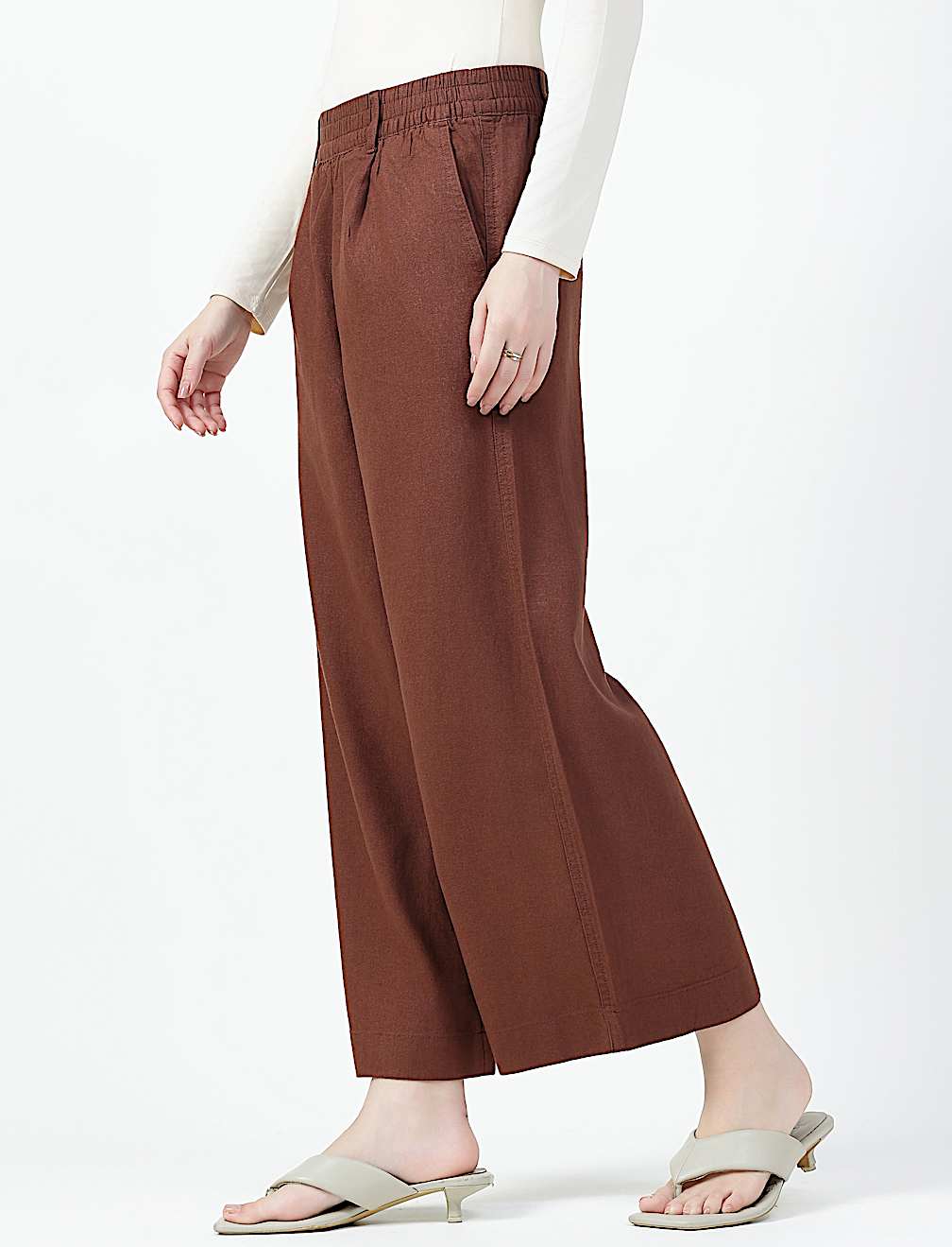 Linen Rich Plain Relaxed Fit Pants