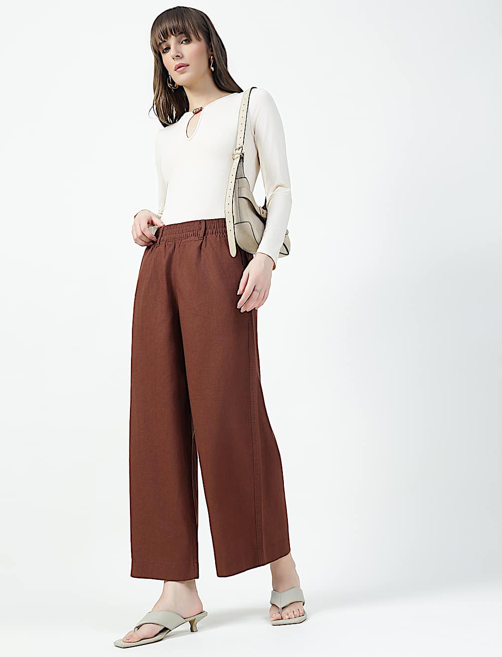 Linen Rich Plain Relaxed Fit Pants