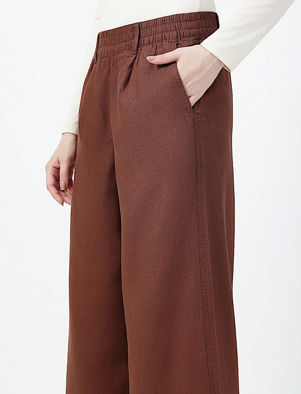 Linen Rich Plain Relaxed Fit Pants