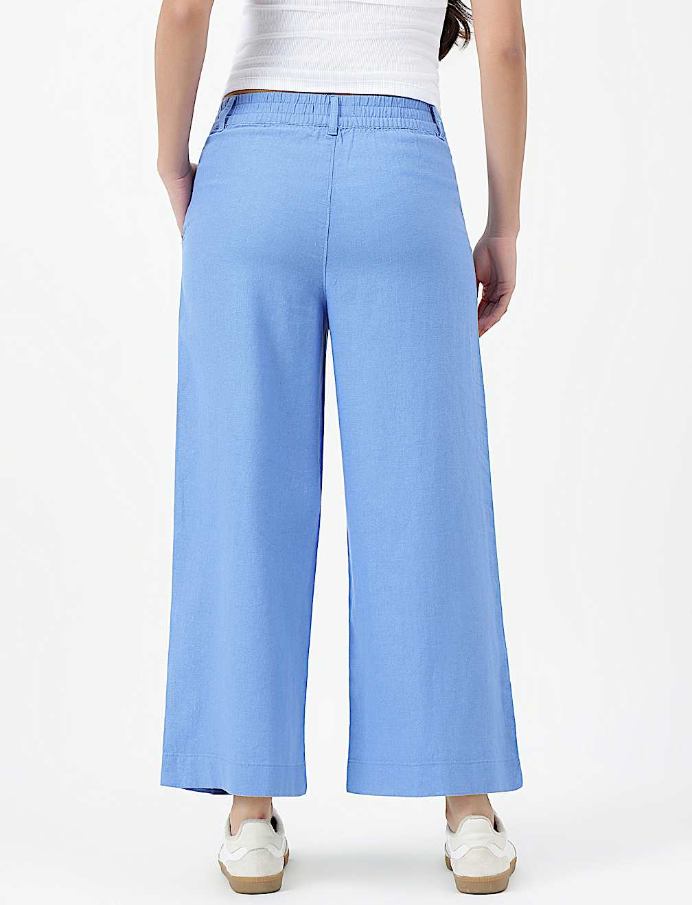 Linen Viscose Crop wide Leg Trousers