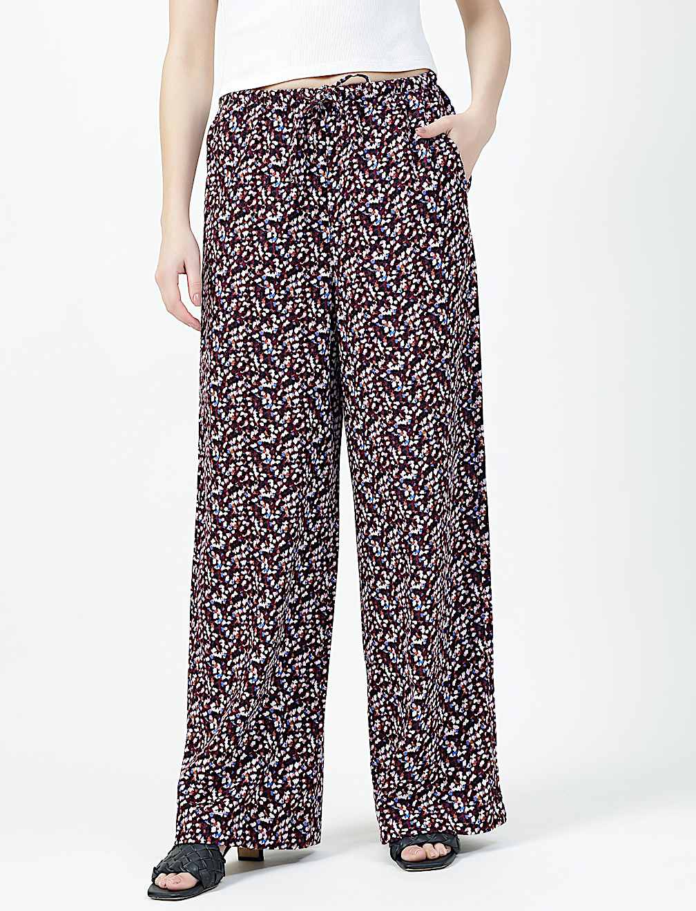 LINEN BLEND WIDE LEG TROUSER