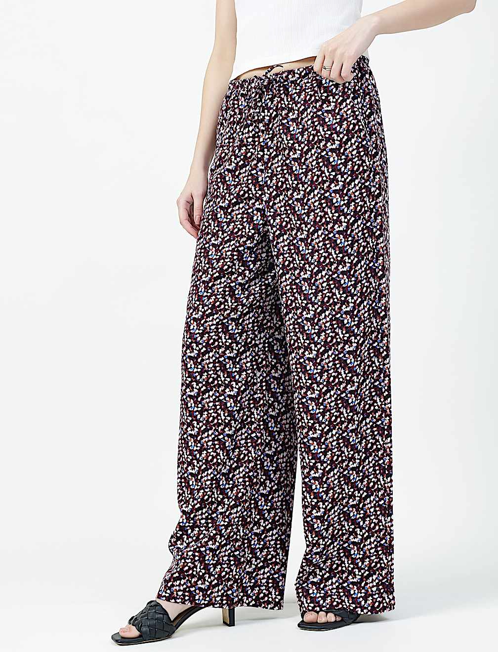 LINEN BLEND WIDE LEG TROUSER