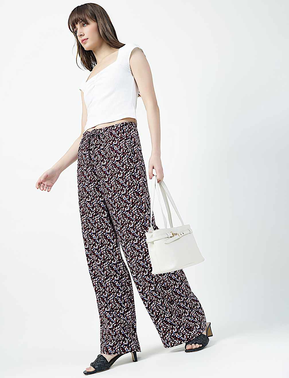 LINEN BLEND WIDE LEG TROUSER