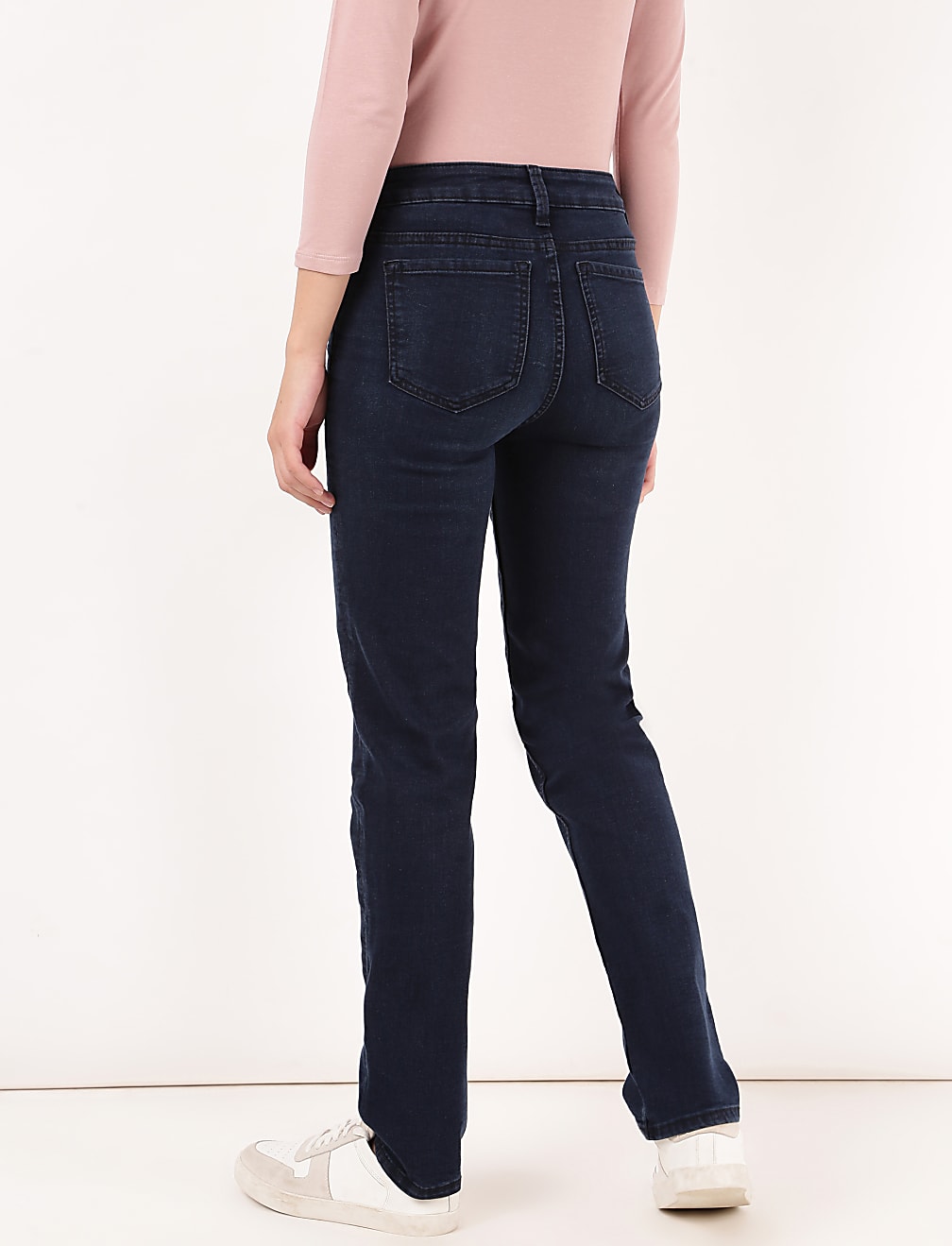Straight Fit Cotton Blend Jeans