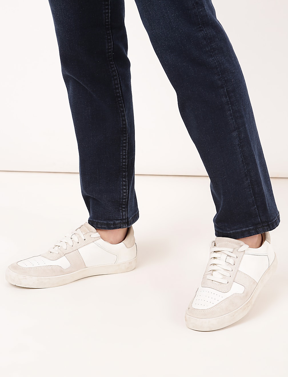 Straight Fit Cotton Blend Jeans