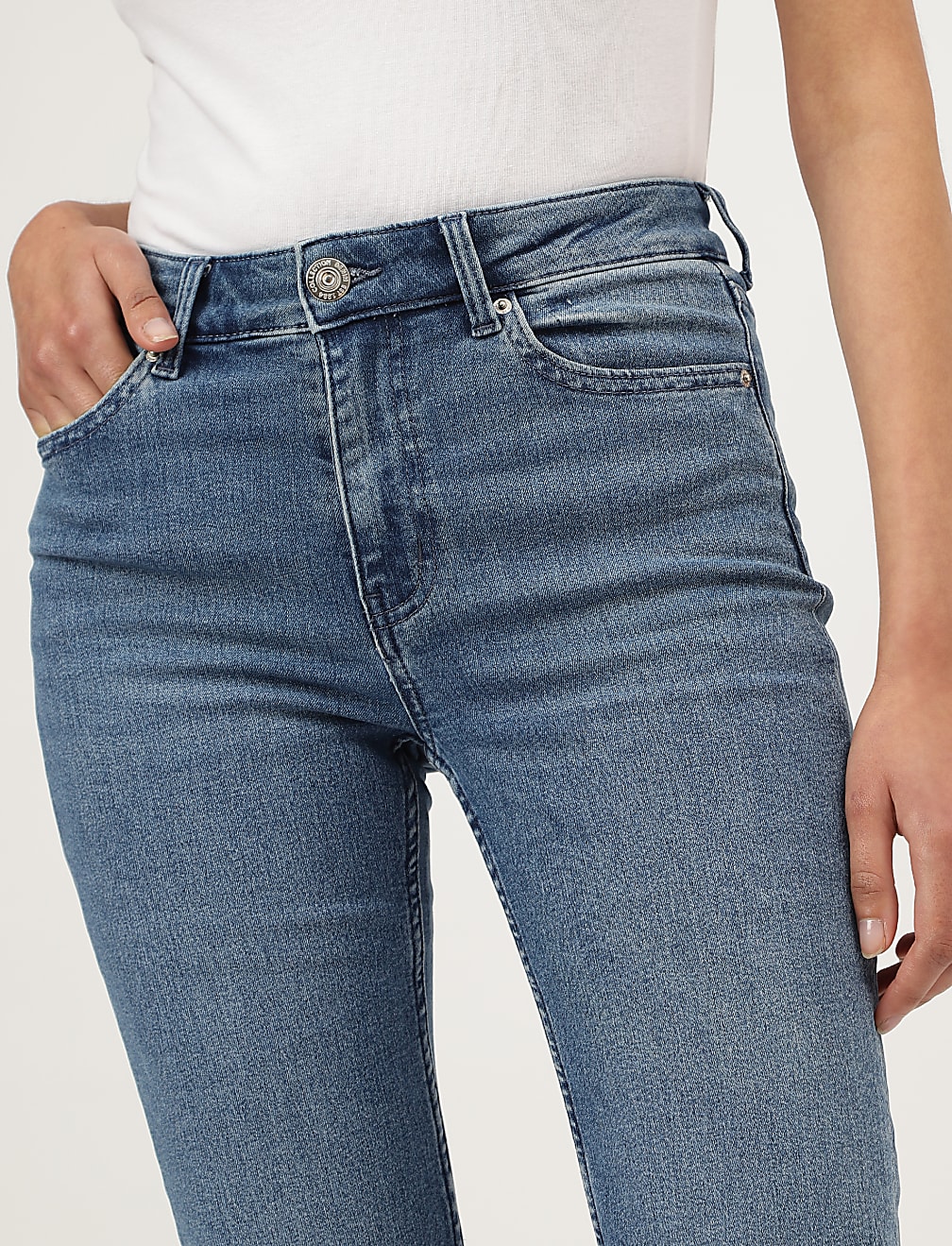 Straight Fit Cotton Blend Jeans
