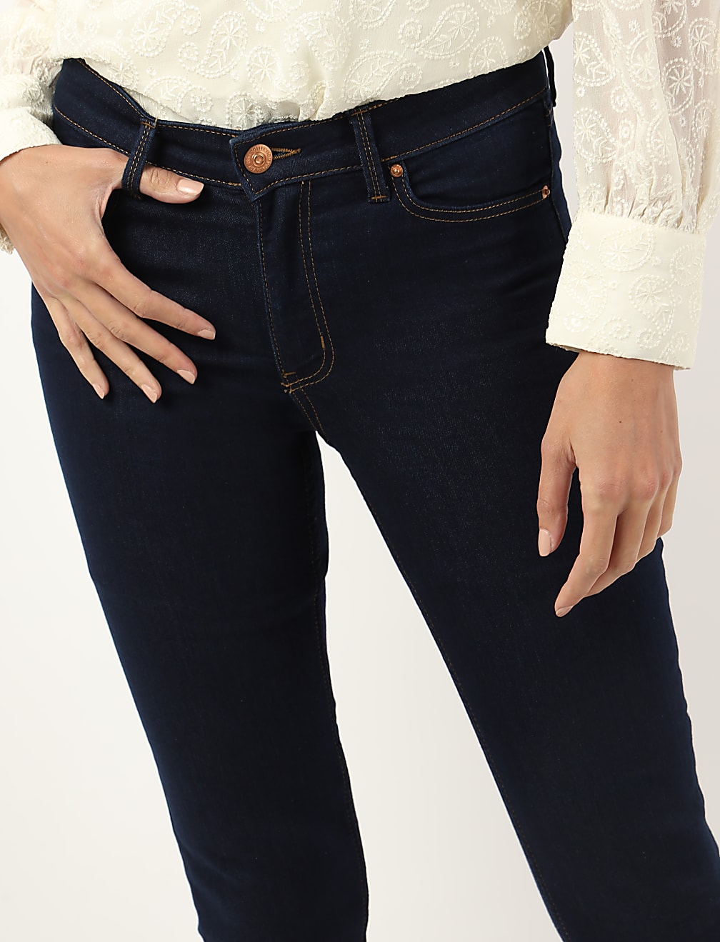 Cotton Mix Plain Slim Fit Jeans