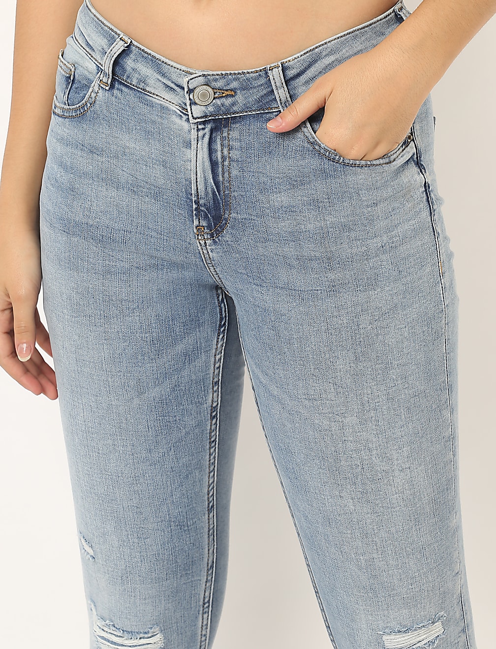 Cotton Mix Plain Skinny Fit Jeans