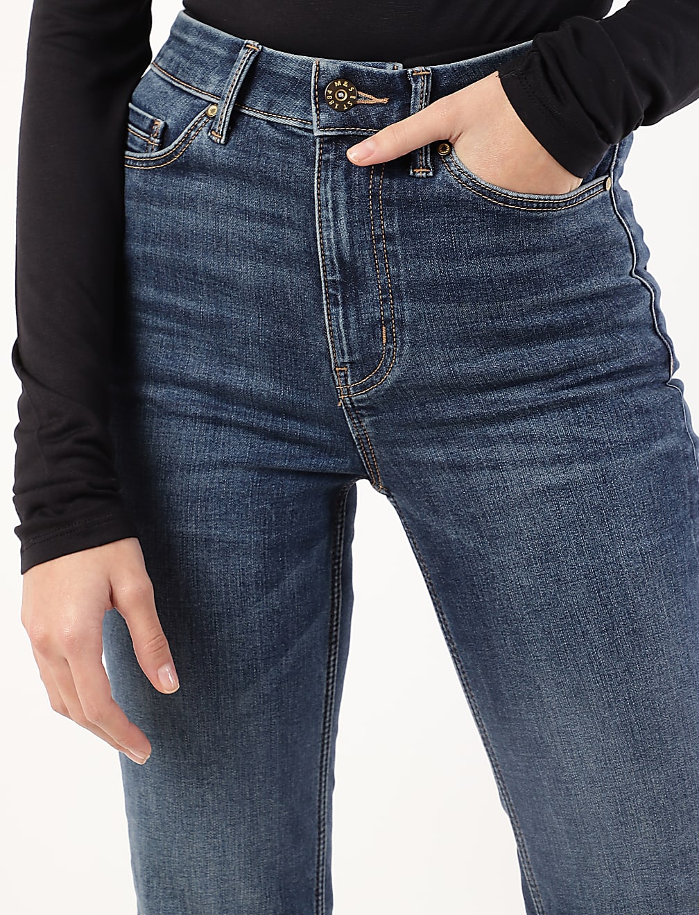 Cotton Mix Plain Straight Fit Jeans
