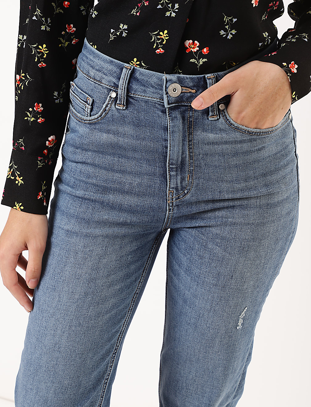 Cotton Mix Plain Straight Fit Jeans