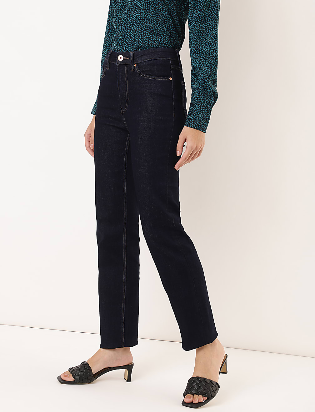 Cotton Mix Plain Straight Fit Jeans