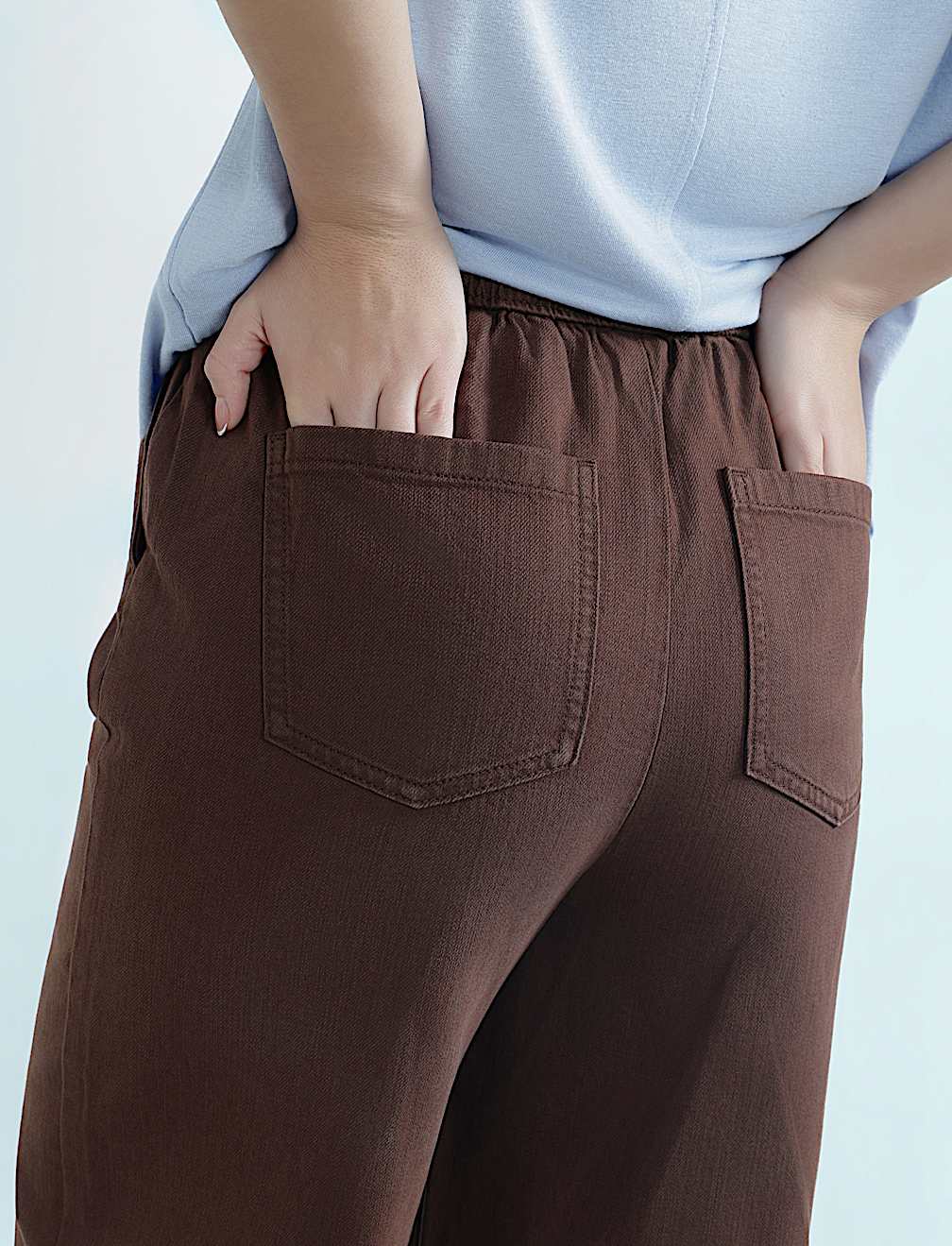 Cotton Rich Drawstring Wide Leg Trousers