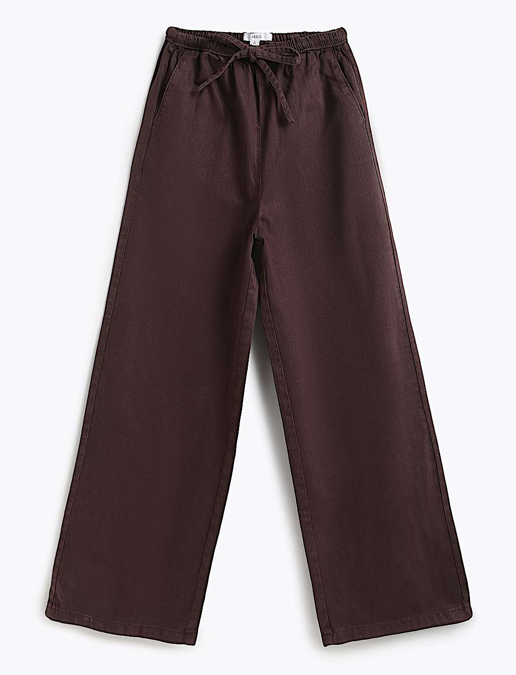 Cotton Rich Drawstring Wide Leg Trousers