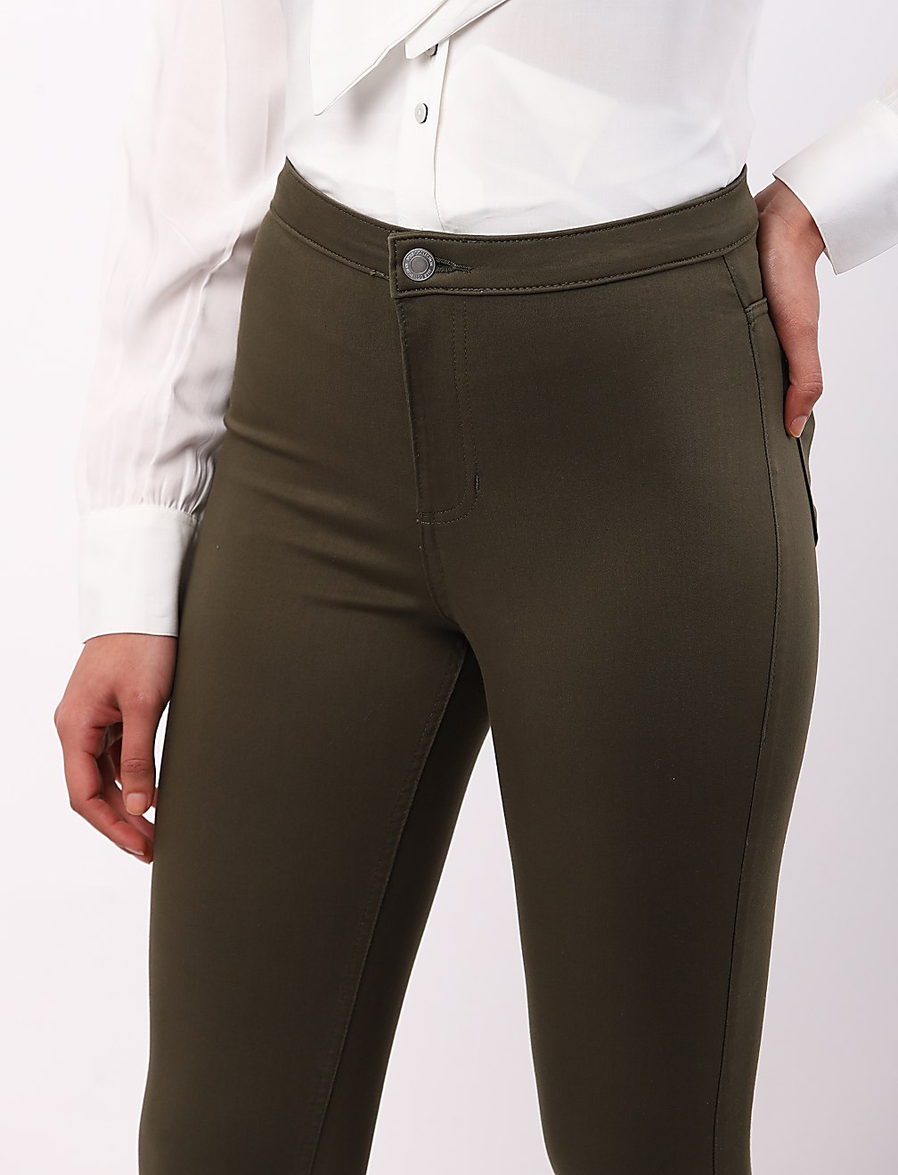 Cotton Mix Plain Skinny Fit Trouser