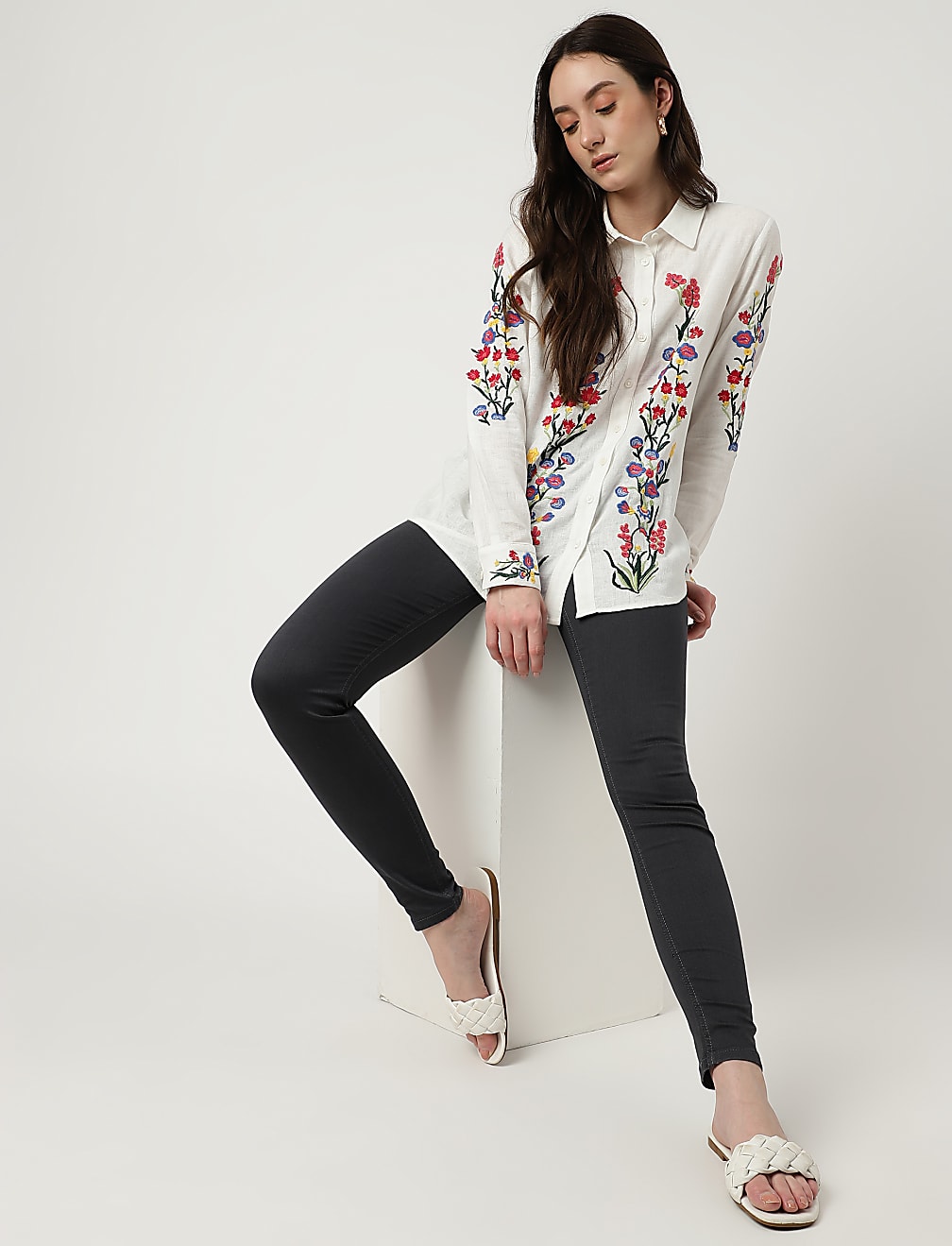 Cotton Mix Plain Regular Fit Jeggings