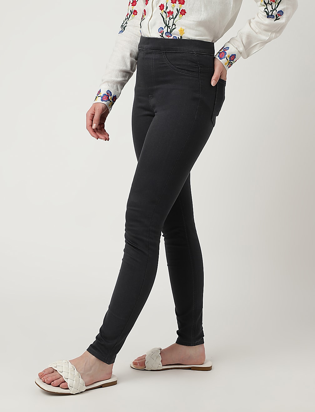 Cotton Mix Plain Regular Fit Jeggings