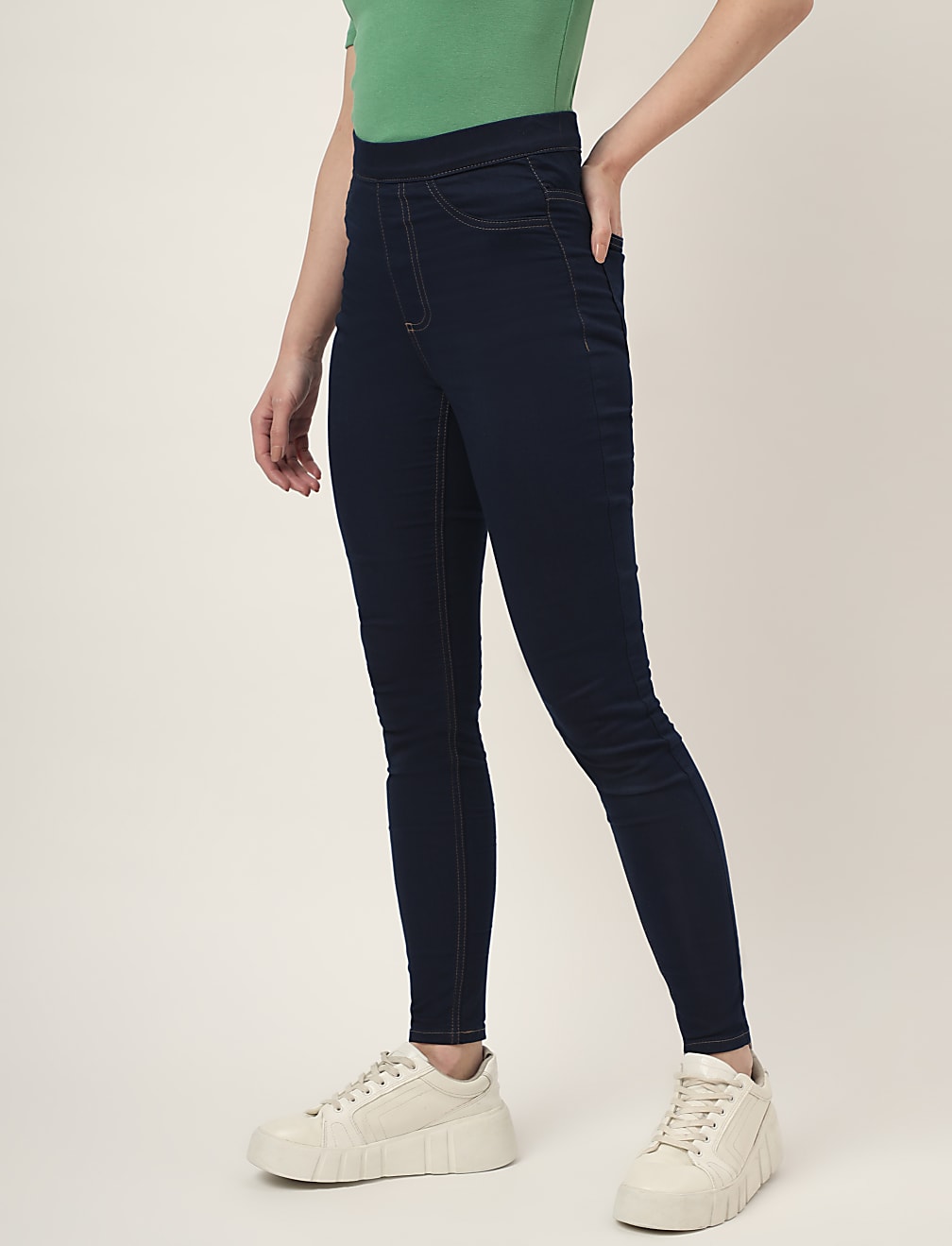 Cotton Mix Plain Regular Fit Jeggings