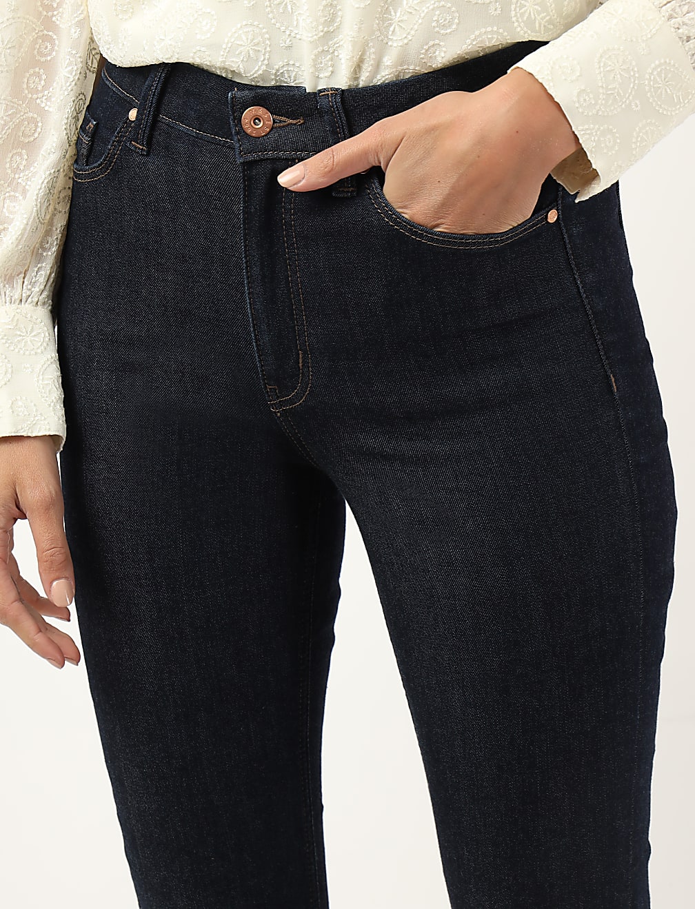 Cotton Mix Plain Skinny Fit Jeans