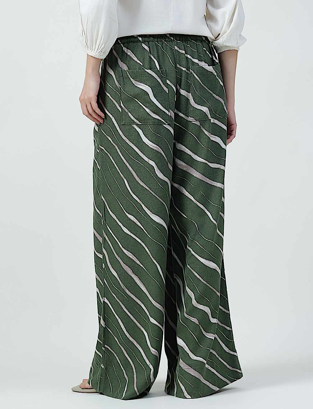 Linen Rich Plain Relaxed Fit Trousers