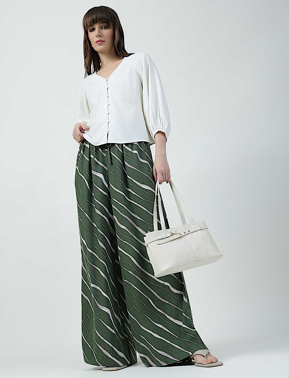 Linen Rich Plain Relaxed Fit Trousers