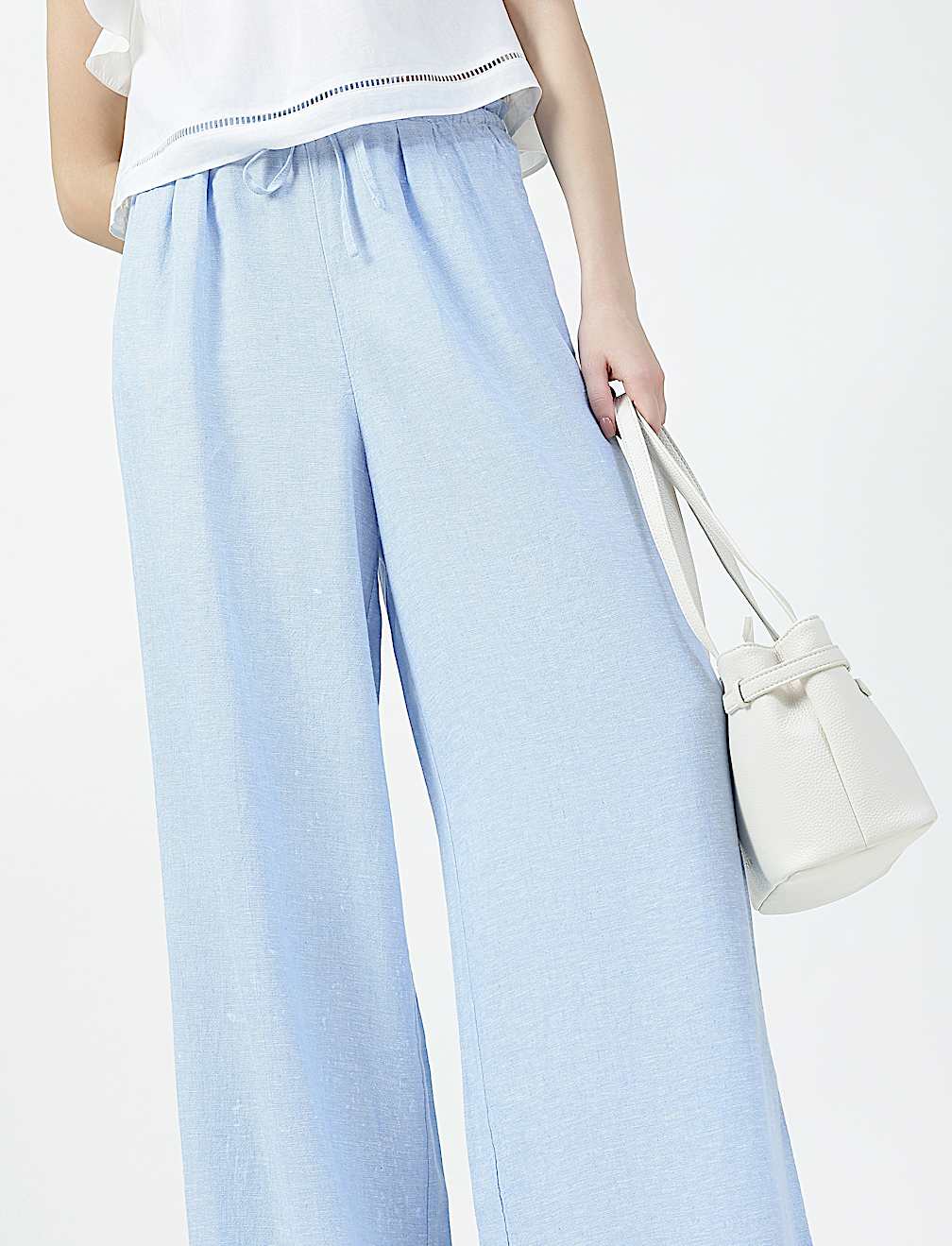 Linen Rich Plain Relaxed Fit Trousers