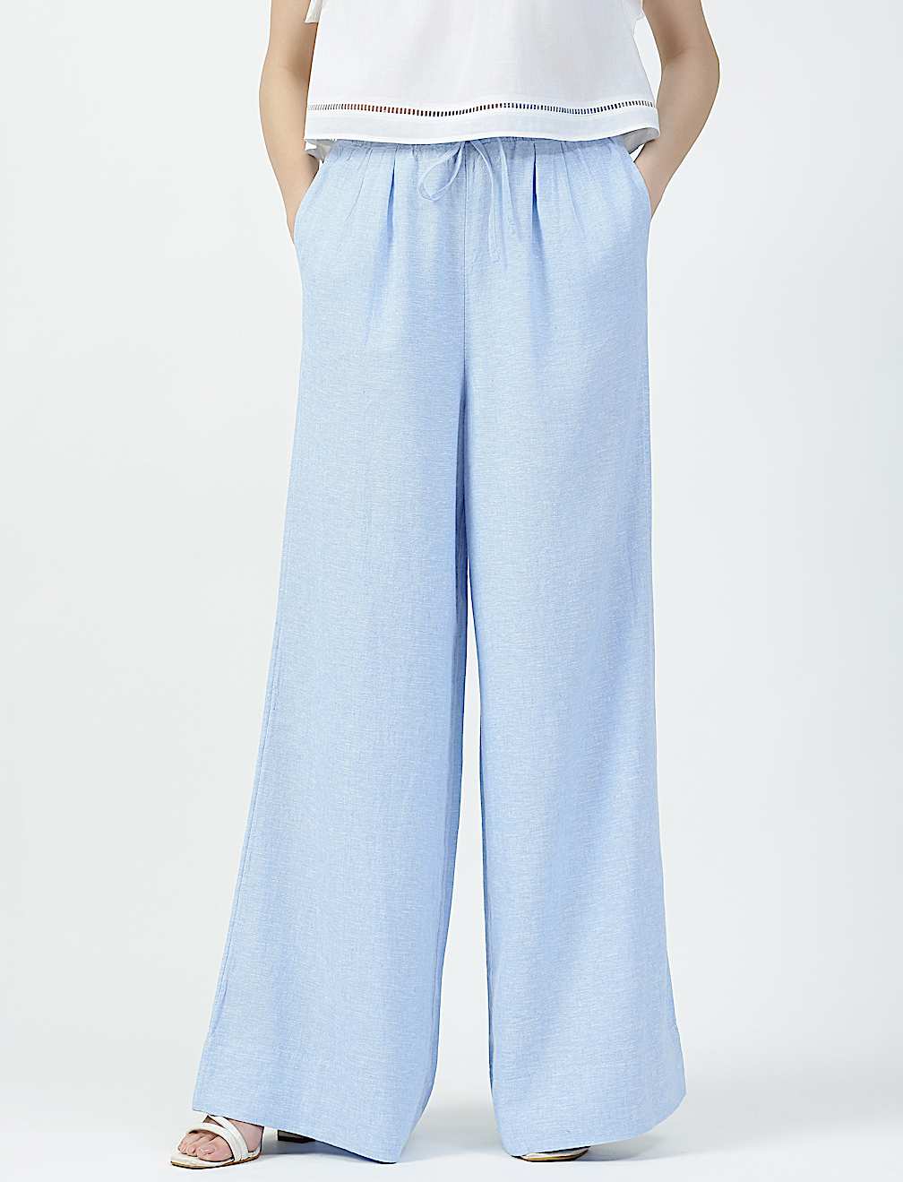 Linen Rich Plain Relaxed Fit Trousers