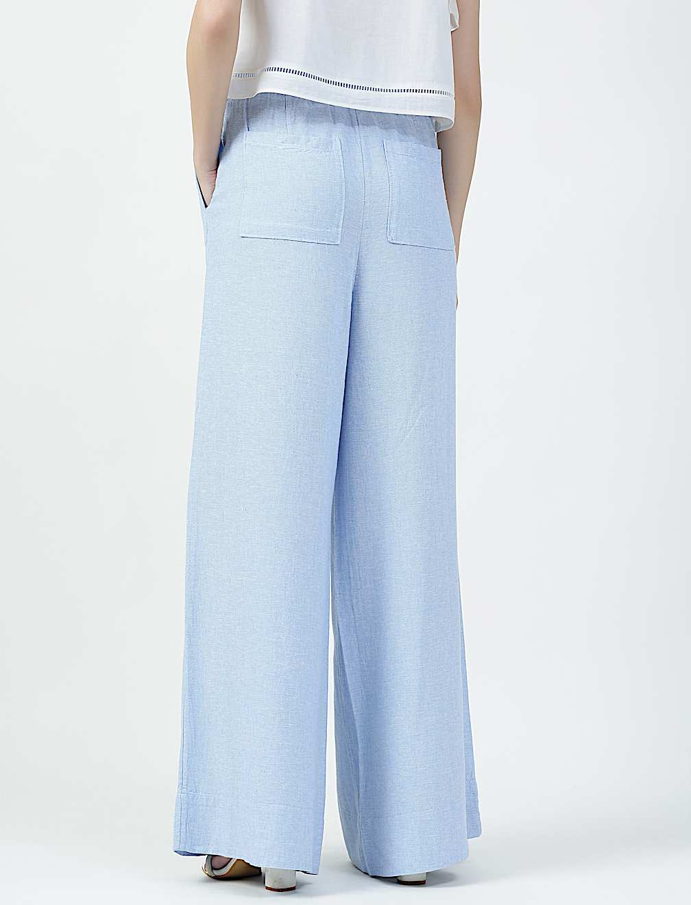Linen Rich Plain Relaxed Fit Trousers