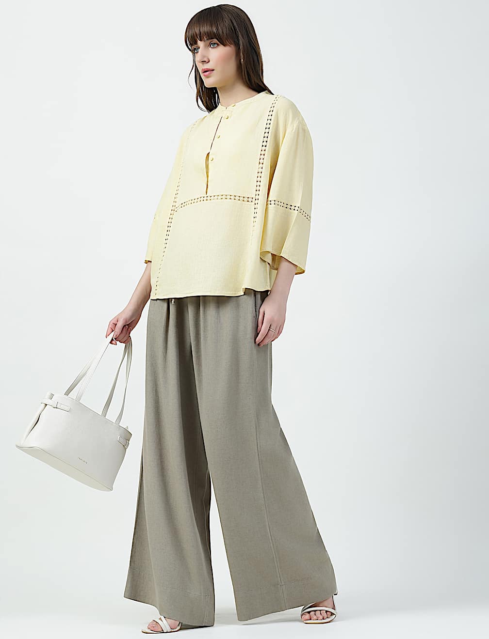 Linen Rich Plain Relaxed Fit Trousers