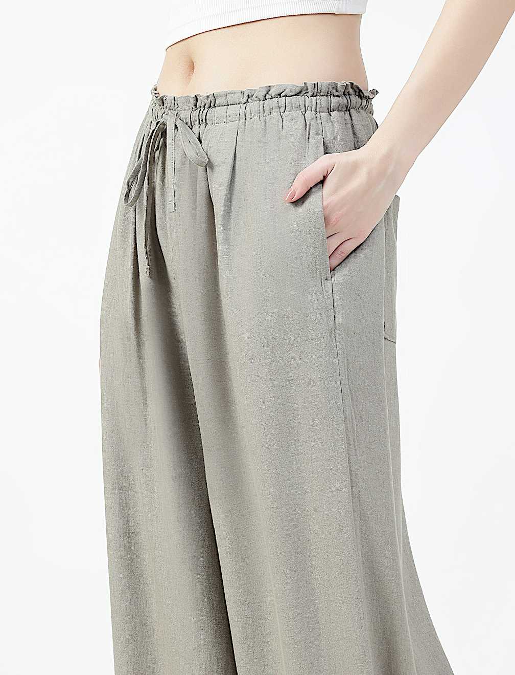Linen Rich Plain Relaxed Fit Trousers