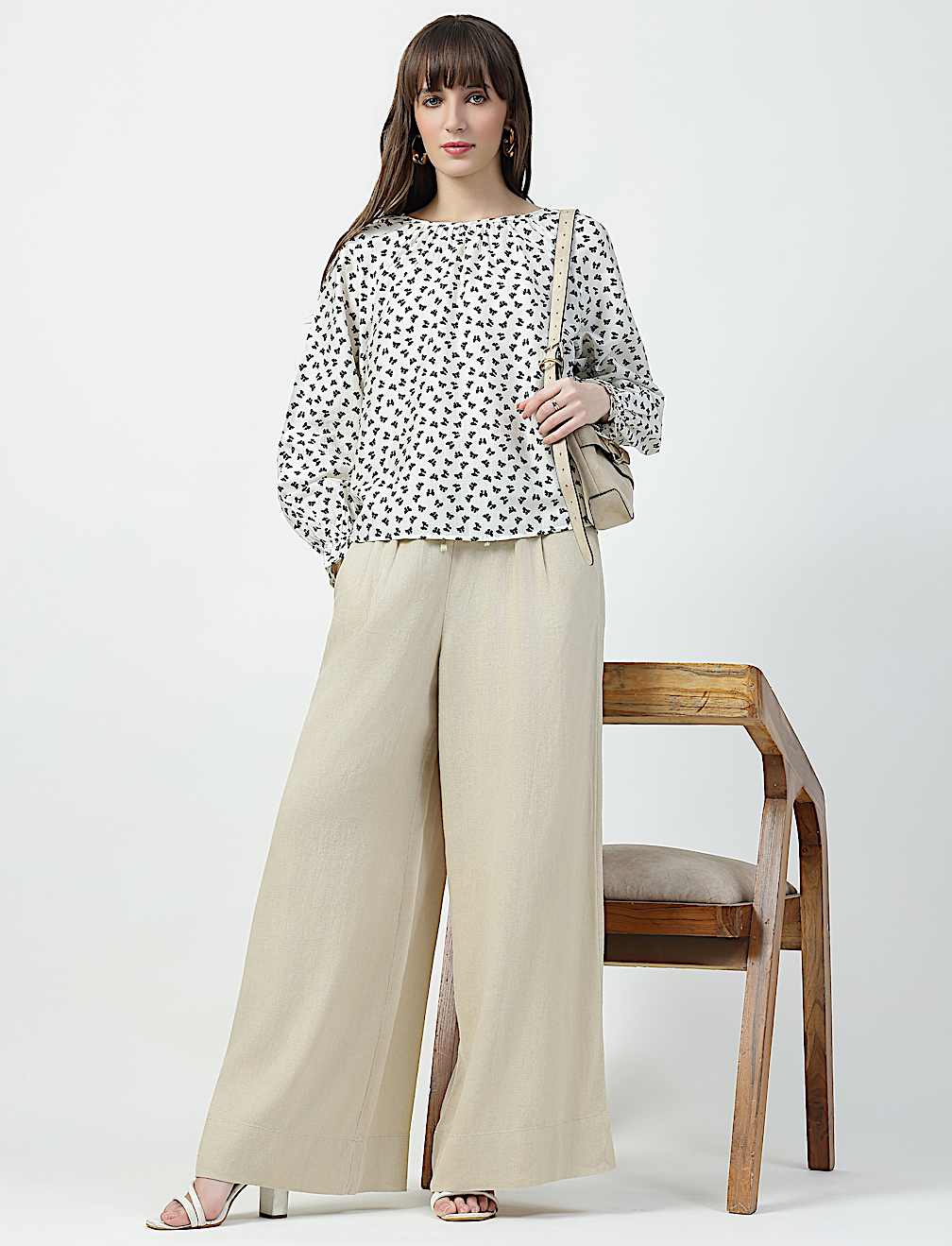 Linen Rich Plain Relaxed Fit Trousers