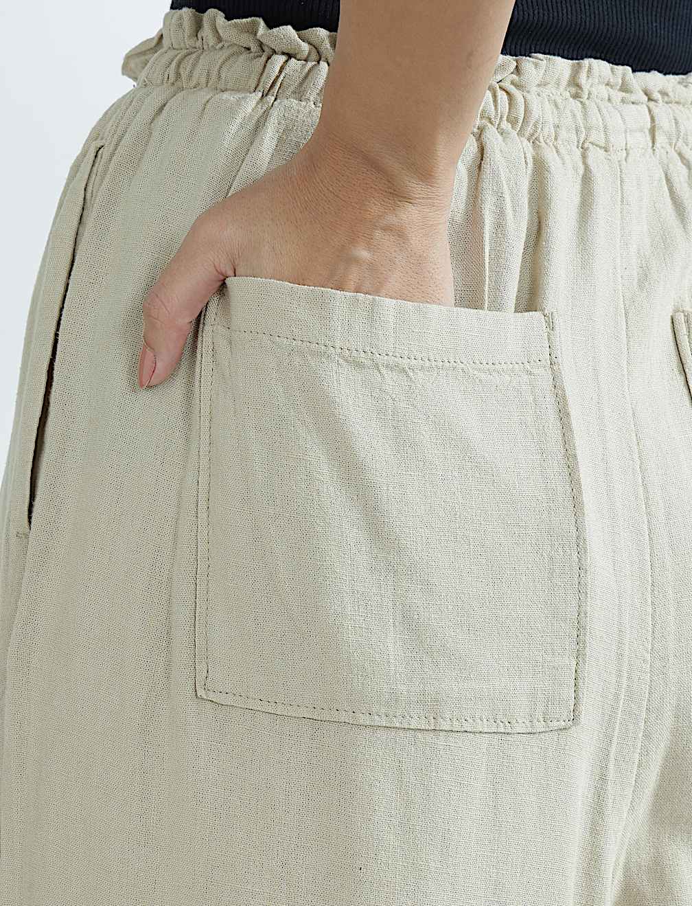 Linen Rich Plain Relaxed Fit Trousers