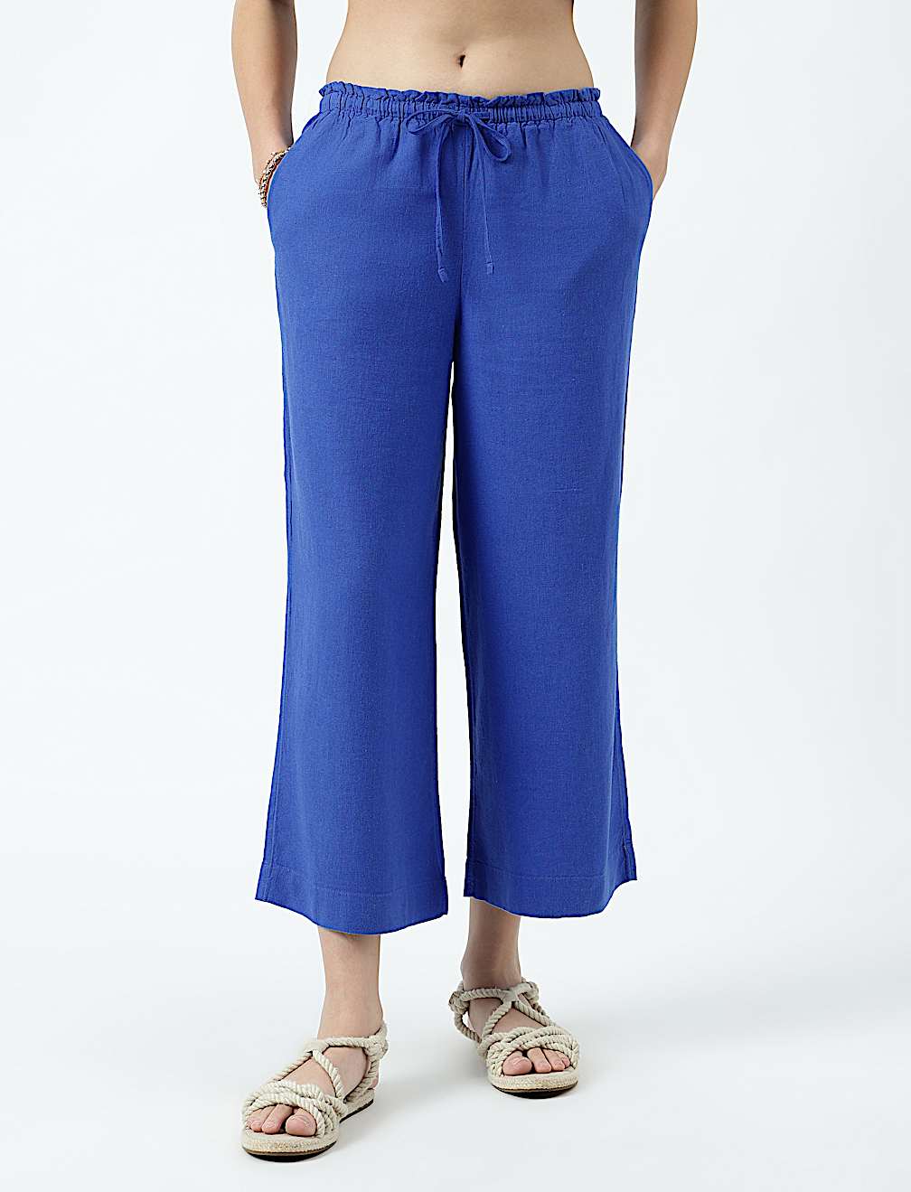 Linen Rich Striped Regular Fit Pants