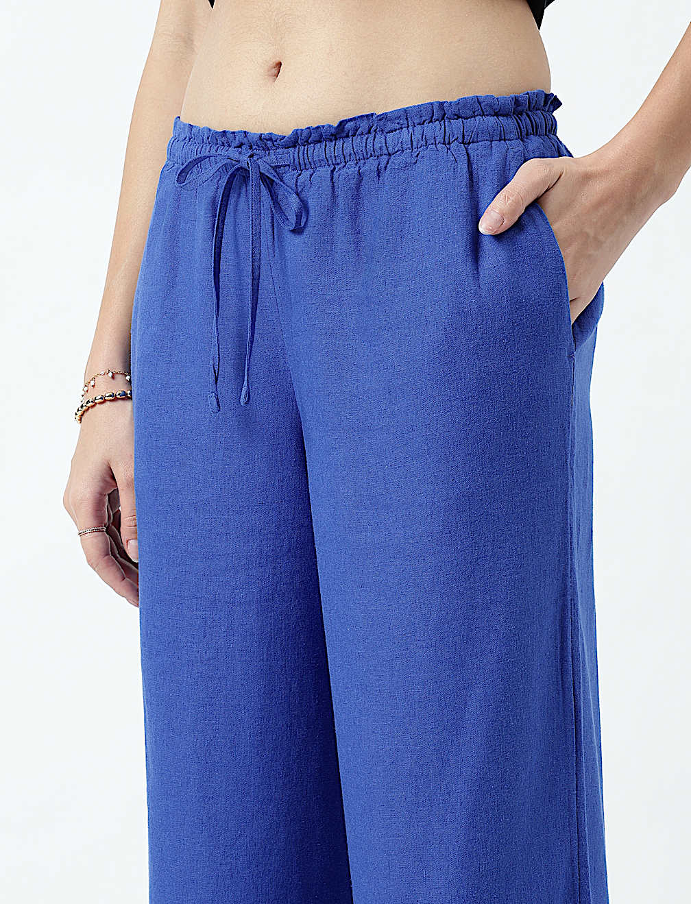 Linen Rich Striped Regular Fit Pants