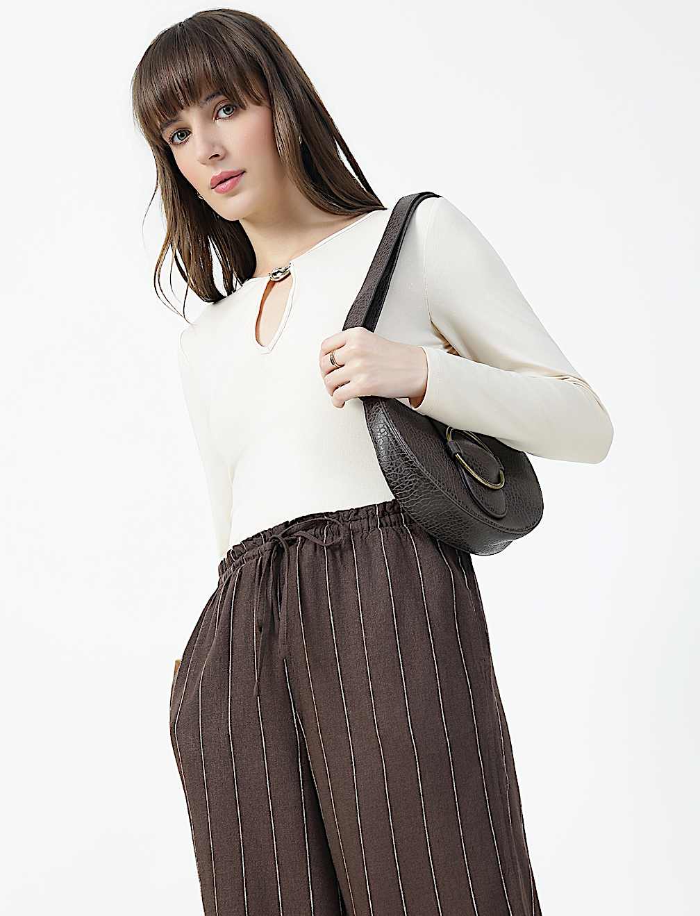 Linen Rich Plain Regular Fit Trousers