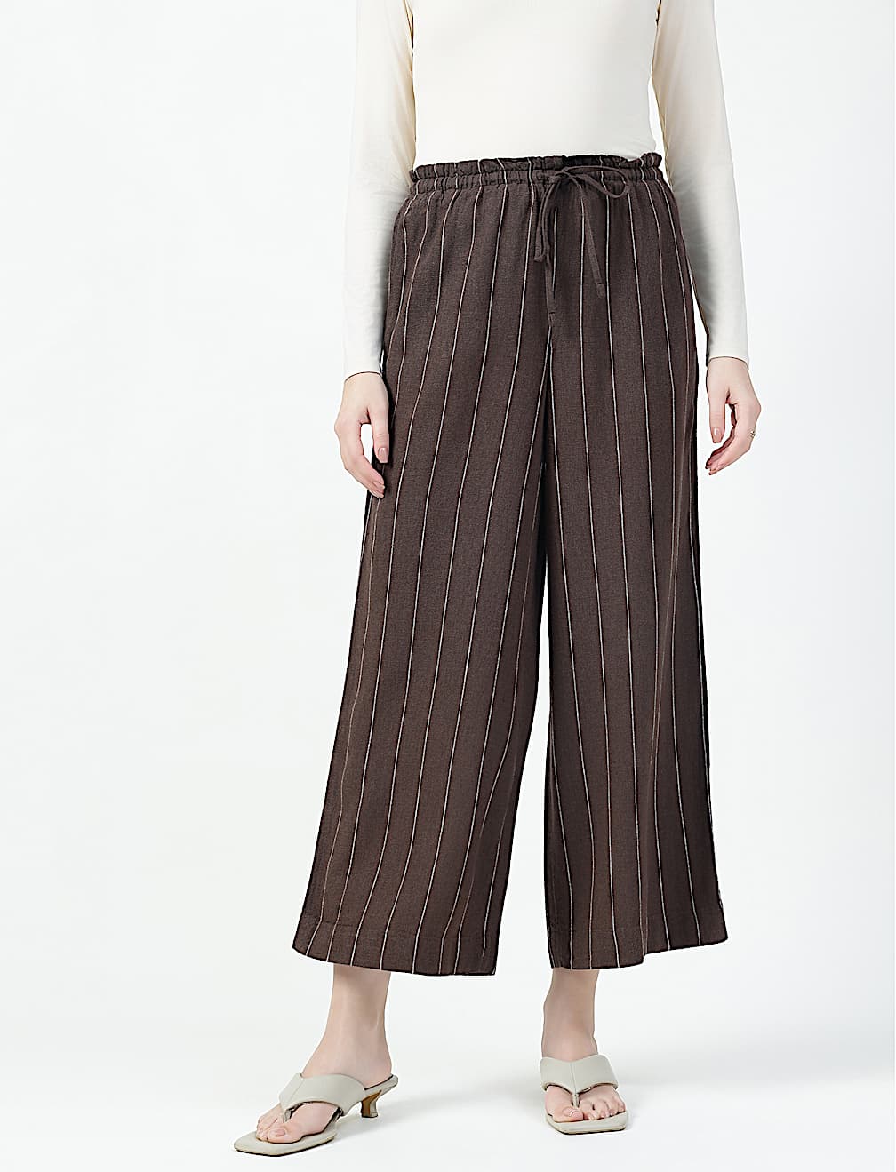 Linen Rich Plain Regular Fit Trousers