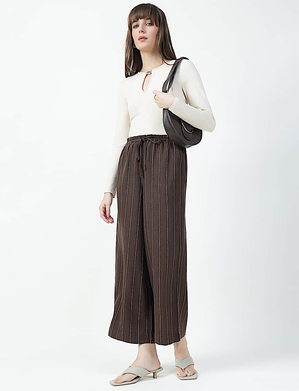 Linen Rich Plain Regular Fit Trousers