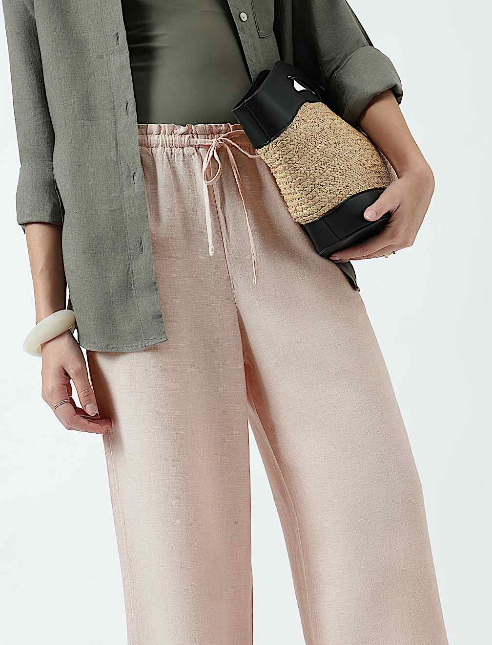 Linen Rich Striped Regular Fit Pants