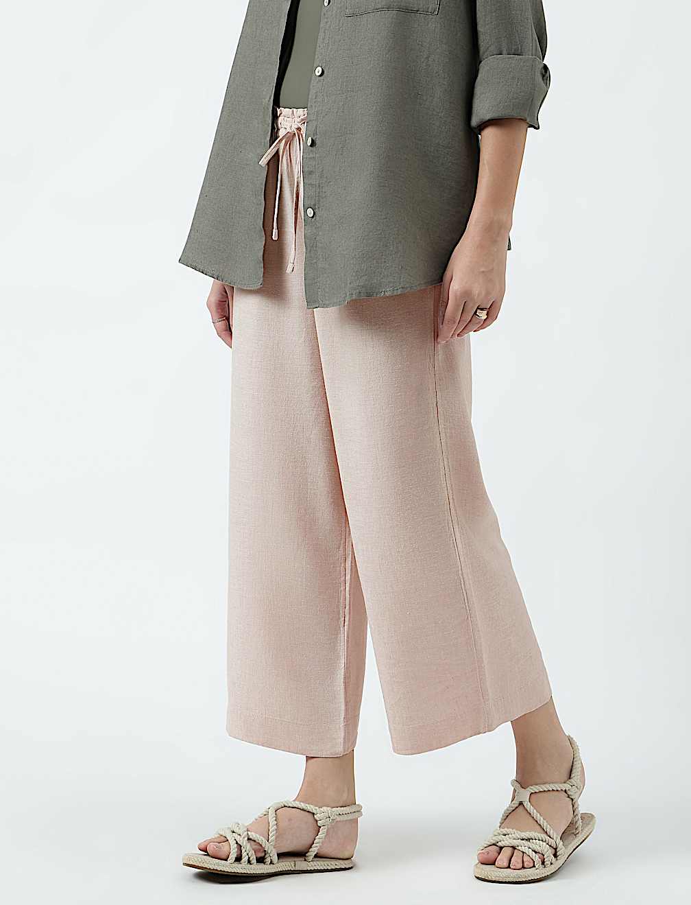 Linen Rich Striped Regular Fit Pants