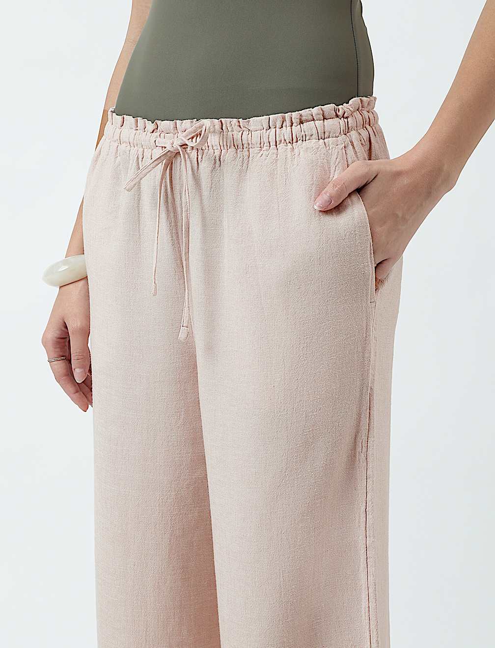 Linen Rich Striped Regular Fit Pants