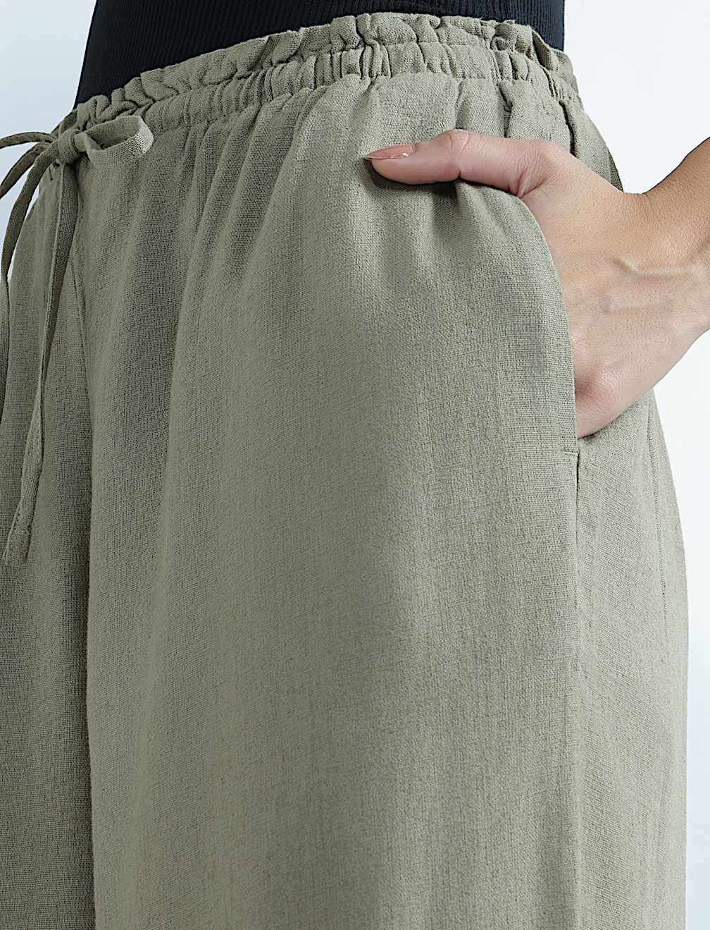 Linen Rich Plain Regular Fit Trousers