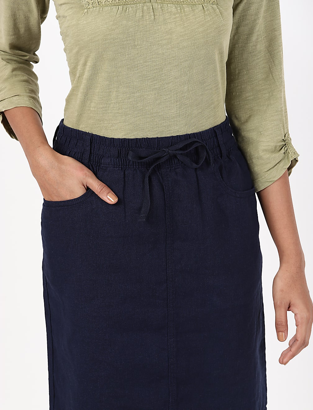 Knee Length Linen Viscose Skirt